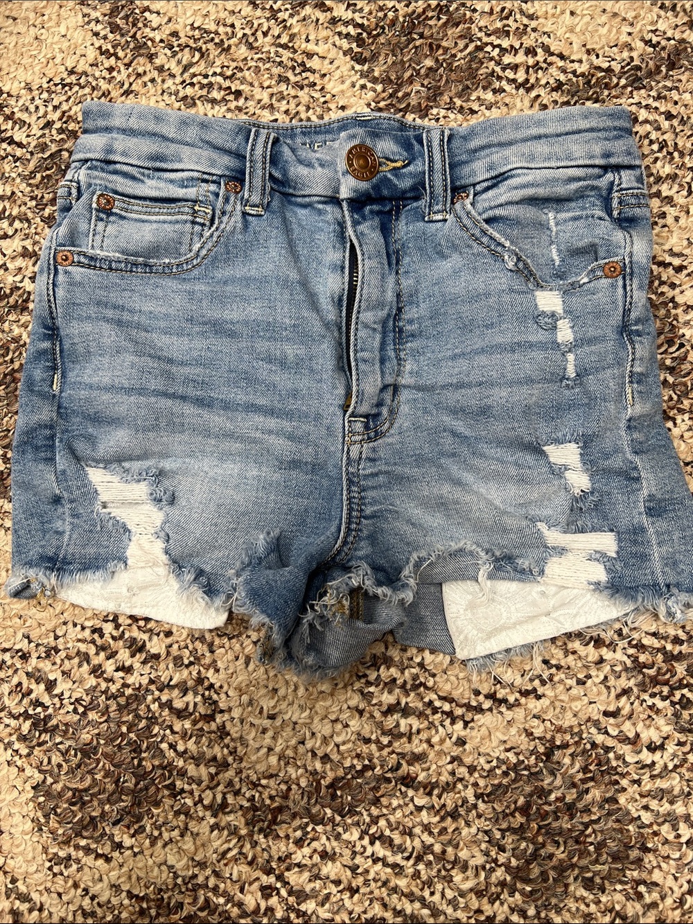 American Eagle Outfitters Light Blue Distressed Denim Shorts